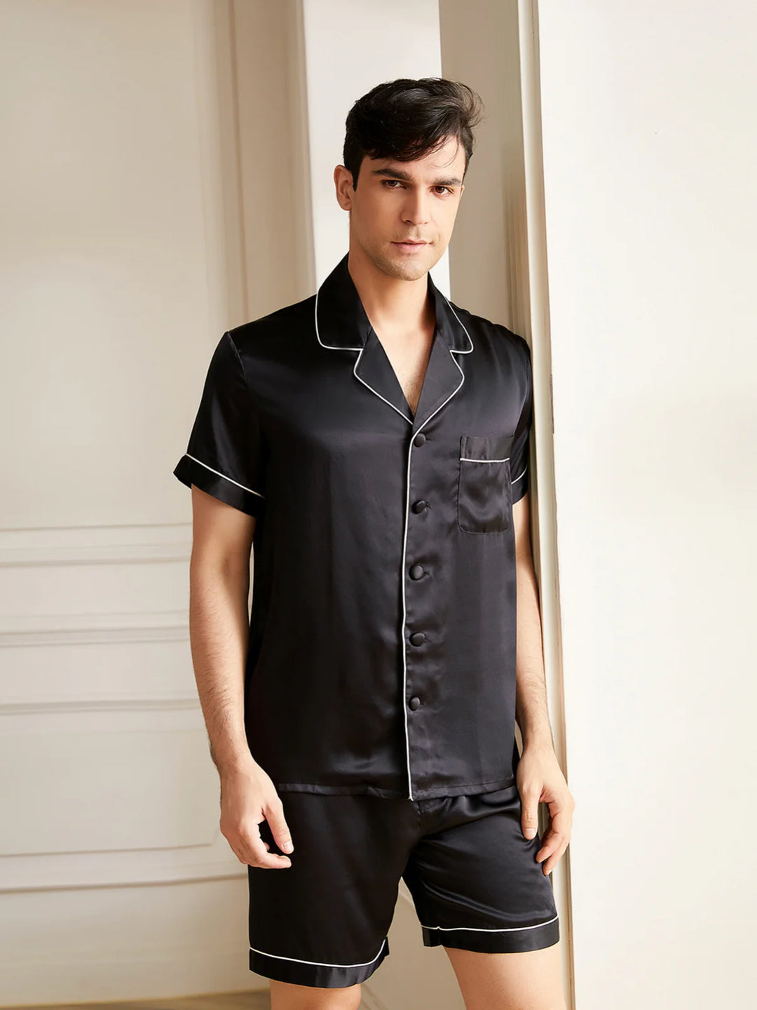 Noroki® - Kurzes Pyjama Set aus Seide für Herren